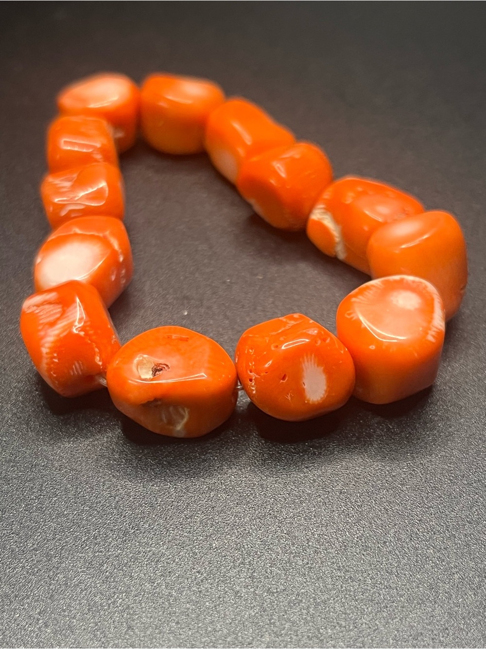 Natural Coral Nugget Stretch Bracelet Genuine Coral Orange Branch Coral Beads